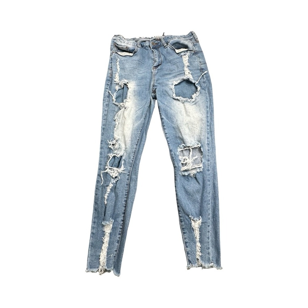 S.O.N.G. Jeans Womens 13/31 Blue Curvy High Rise Skinny Ankle Grazer Distressed